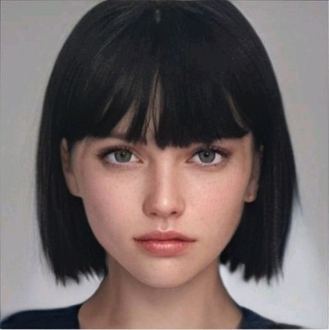 Artbreeder Characters, Artbreeder Girl, Girls With Black Hair, Shot Hair Styles, Short Black Hairstyles, Model Face, Legolas, Girl Short Hair, Short Hair With Bangs