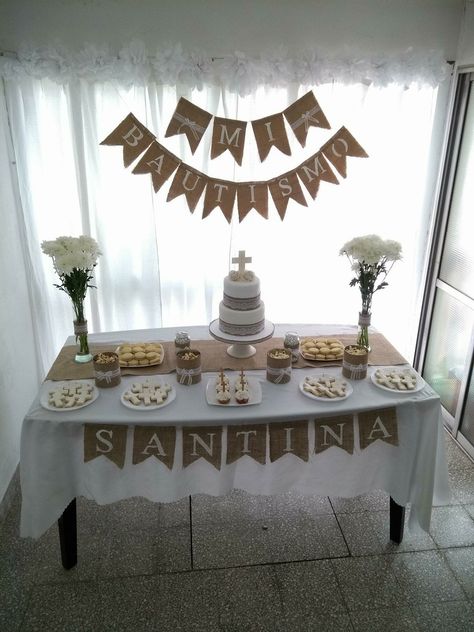 Simple Bautizo Decorations, Bautismo Ideas Decoration, Ideas Para Bautismo, Ideas Bautismo, Bautizo Ideas Boy, Baby Dedication Party, Bautizo Ideas Decoracion, Bautizo Ideas Girl, Decoration Communion