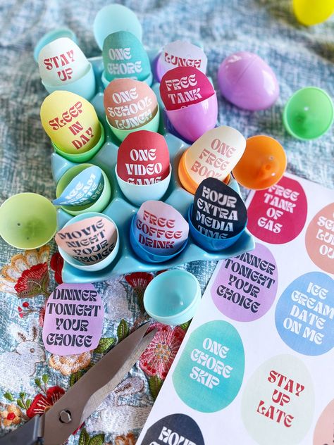 What I Put In My Teens Easter Eggs? 63 Egg Fillers With Printable Coupons - momma teen Easter Egg Tokens, Easter Teens, Easter Coupons, Easter Egg Printable, Easter Egg Candy, Creative Easter Eggs, Egg Fillers, Easter Egg Fillers, Easter Bunny Basket