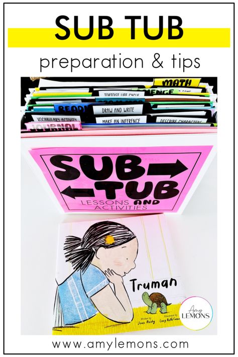 Sometimes it can be difficult to figure out what to include in your sub plans and especially, how to store it. I swear by using a sub tub! It’s a simple, yet effective way to have everything a substitute teacher needs in reach. Classroom Setup Elementary, Math Camp, Future Educator, Substitute Binder, Asd Classroom, Organized Teacher, Amy Lemons, Teacher Needs, Substitute Plans