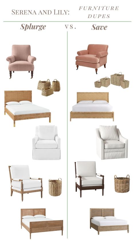 Shop the Serena and Lily look with these designer dupes! Find bedroom furniture, living room furniture, home decor items and more! Save Or Splurge Furniture, Serena And Lily Duplicates, Mirabelle Rug Serena And Lily, Serena And Lily Rattan Chair, Serena And Lily Hughes Bed, Serena And Lily Atelier Nightstand, Cozy Decor, Rustic Living Room, Livingroom Layout