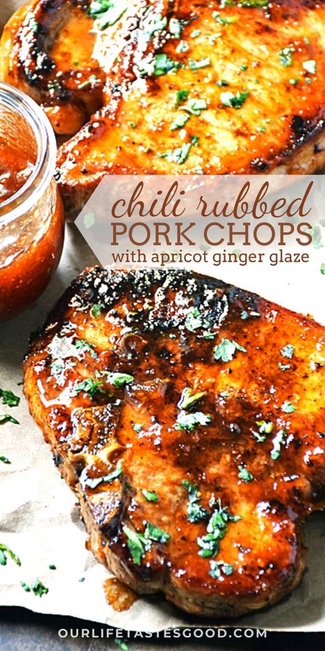 Apricot Pork, Bbq Foods, Ginger Glaze, Pork Chop Recipe, Sweet Glaze, Glazed Pork Chops, Pork Chop Recipes Baked, Pork Chop Dinner, Pork Glaze