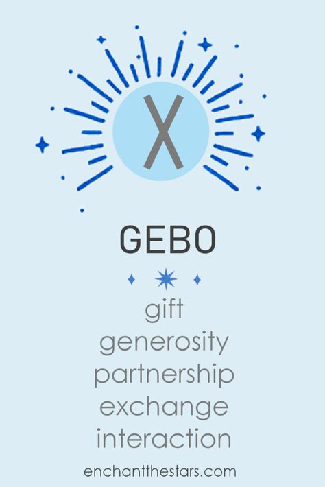 The ancient rune symbol of Gebo has incredible meaning and power. This single character can represent many things, such as generosity, hospitality, fairness, and respect for others. Learning the true depths of what this rune symbol can bring to your life is an amazing journey! Discover its secrets now and unlock its power within you. Gebo Rune, Respect For Others, Runes Meaning, Rune Reading, Ancient Runes, Rune Symbols, Elder Futhark, Viking Runes, Book Of Shadows