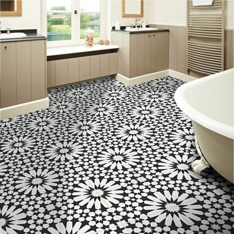 Moroccan Mosaic Tile House Agdal 8" x 8" Patterned Wall & Floor Tile & Reviews | Wayfair South Street, Patterned Wall, Vintage Industrial Design, Black And White Tiles, Moroccan Mosaic, Moroccan Tiles, Encaustic Tile, Moroccan Tile, Porcelain Flooring