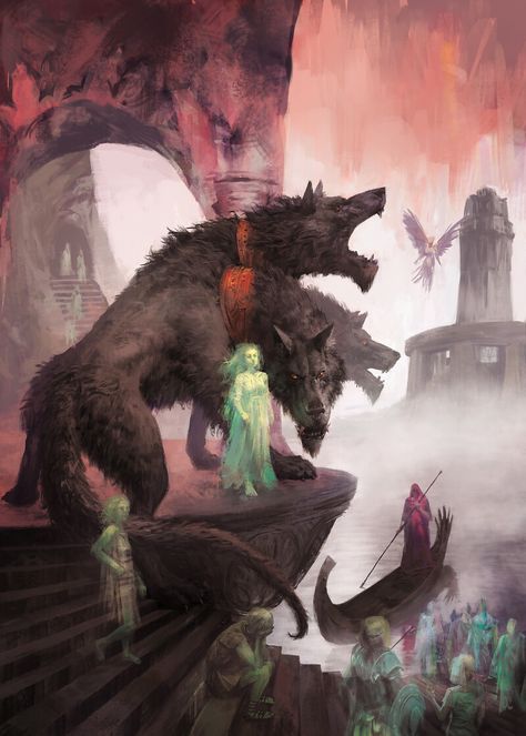 ArtStation - Mythologika cover, Gabriel Bulik XIX Cerberus Concept Art, Greek Underworld, Demon Core, Greek Monsters, Hellboy Art, Fantasy Beasts, Roman Mythology, Underworld, Greek Mythology