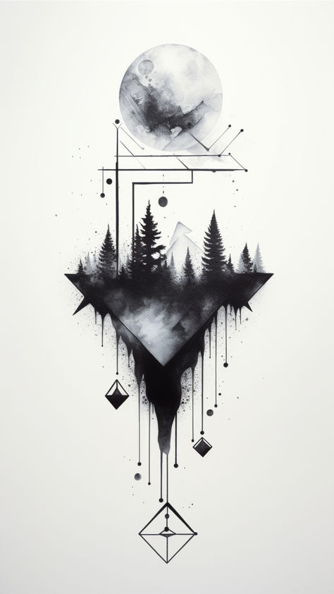 "Witness the fusion of simplicity and nature's grandeur in our minimalist forest tattoo sketch! 🌲✒️ Join our Telegram channel for an extensive array of geometric woodland designs that speak volumes in subtlety. 📲🌿 Subscribe now and let your ink tell a tale of minimalistic elegance inspired by the beauty of the forest. Embrace the art of simplicity! #MinimalistNature #GeometricForest #Tattoo #TattooIdeas #Forest Enchanting Tattoo Designs, Spiritual Nature Tattoos, Forest Tattoo Sketch, Nature Tattoo Men, Tattoos Of Nature, Geometric Nature Tattoo, Tattoos For Nerds, Dark Nature Tattoo, Forest Tattoo Design