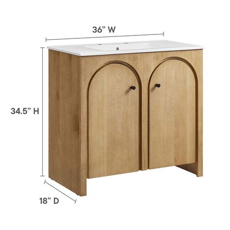 Bathroom Sink Dimensions, 48" Vanity, 36" Vanity, 36 Bathroom Vanity, Bathroom Vanity Cabinet, Sink Basin, Arched Doors, Bathroom Goals, Double Sink Bathroom