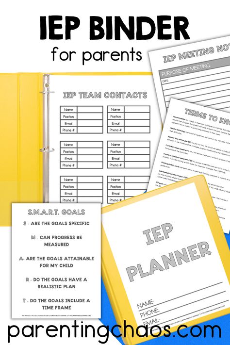 Iep Parent Binder, Iep Organization For Parents, Iep Binder For Parents Free, Iep Binder For Parents, Iep Planner, Iep Goal Tracking, Iep Binder, Sped Resources, Iep Organization