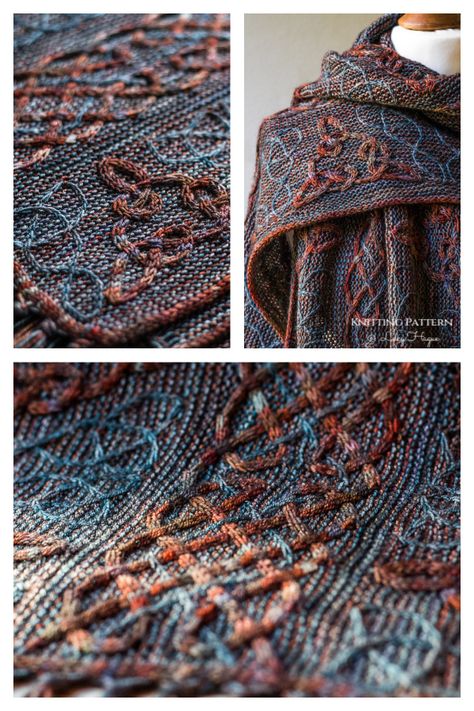 Lindisfarne Cable Shawl Knitting Pattern - Knitting Pattern Knit Shawl Pattern, Rectangle Shawls, Shawl Knitting Pattern, Shawl Knitting, Cable Scarf, Knitting Stitches Tutorial, Pattern Knitting, Shawl Knitting Patterns, Illuminated Manuscripts