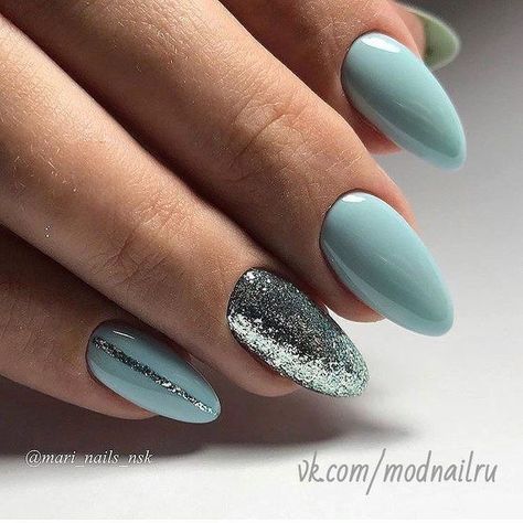 23 Nails, Biab Nails, Blue And Silver Nails, Mint Nails, Wedding Nails Glitter, Super Nails, Nail Envy, Nail Art Wedding, Uñas Acrilicas