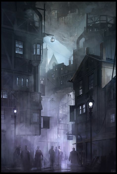 New Avalon by Min Nguen, via Behance Noir City, Bg Design, Dark City, Fantasy City, Fantasy Setting, Fantasy Places, Wow Art, Matte Painting, Fantasy Concept Art