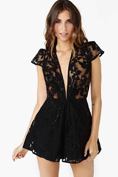 Cameo Operator Romper #NastyGal Playsuit Outfit Night, Playsuit Outfit, Outfit Night, Current Fashion, Cute Rompers, Current Fashion Trends, Lace Romper, Black Romper, Rompers Women