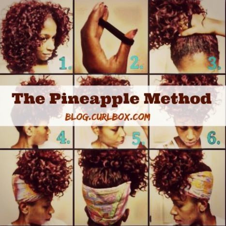 pineapple method - how to keep your curls while sleeping... Natural Curls Overnight, Pineapple Hairstyle Natural Hair, Updo Diy, 4c Styles, Pineapple Hairstyle, Hairstyle Natural Hair, Curl Routine, Protective Hair, Hair Curls