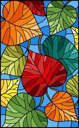 Glass Painting Designs, Glass Style, Stained Glass Window, Autumn Art, Leaf Art, Colorful Leaves, Stained Glass Art, Tree Art, Glass Painting