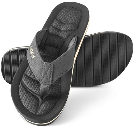 PRICES MAY VARY. [ Comfortable Flip Flops for Men ] Our supportive slides feature synthetic leather with a soft texture and a textile lining to provide next-to-skin comfort; Your feet will fit nicely with the classic Y-shaped straps. [ Improved Arch Support ] The men's orthotic sandals with arch support can promote the natural arch shape of your feet and evenly distribute pressure across your foot. Therefore, they can relieve the discomfort that arises from foot pain or plantar fasciitis. [ Cush Cheap Adjustable Men's Flip Flops, Cheap Leather Men's Flip Flops, Modern Slip-on Flip Flops With Removable Insole, Flip Flops For Men, Men’s Flip Flops, Slippers Summer, Comfortable Flip Flops, Black T-strap Flip Flops With Removable Insole, Arch Shape