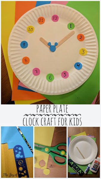 Clock Craft For Kindergarten, Clock Kindergarten, Paper Plate Clock, Homemade Clocks, Mickey Mouse Clock, Paper Clock, Clock Craft, Paper Plate Crafts For Kids, Craft Kids