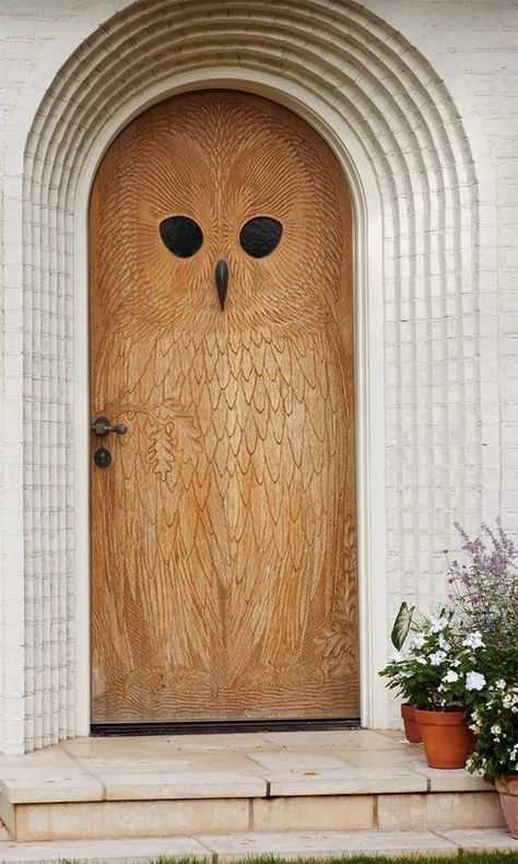 Hand-Carved Solid Wood Arched Owl Door, Front Door, Antique Doors, Custom Size Double or Single Rustic Interior Sliding or Hinged Doors Entry Door Designs, Owl Door, Custom Front Doors, Diy Rustic Home, Contemporary Doors, Wood Arch, Gorgeous Doors, House Gate Design, Cool Doors