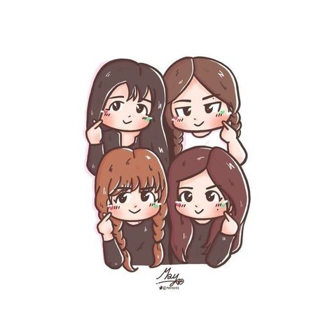 4 Best Friends Drawing Cute, 4 Cartoon Friends, Blackpink Anime, 4 Best Friends, Best Friend Drawings, Best Friends Cartoon, Friends Illustration, Bff Drawings, Friend Cartoon