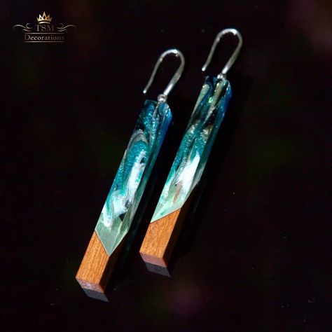 Glow Green Resin Wood Earrings. Aurora Boreale Resin Wood Art Epoxy Earrings. Handmade Jewelry Gift for Women - Etsy Resin Wood Art, Epoxy Earrings, Glow Green, Handmade Jewelry Gift, Wood Earrings, Gift For Women, Wood Art, Earrings Handmade, Jewelry Gift