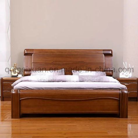 Solid Wooden Bed Modern Double Beds (M-X2349) - China Wood, Solid Wooden | Made-in-China.com Wooden Bed Modern, Solid Wooden Bed, Modern Double Beds, Wood Bed Frame Diy, Wooden King Size Bed, Box Bed Design, Double Bed Designs, Diy Platform Bed, Wood Bed Design