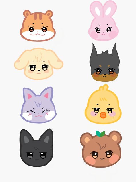 Ateez Stuffed Animals, Enhypen Character, Ateez Character, Ateez Stickers Printable, Aniteez Sticker, Kpop Character, Ateez Freebies, Enhypen Stickers, Ateez Stickers