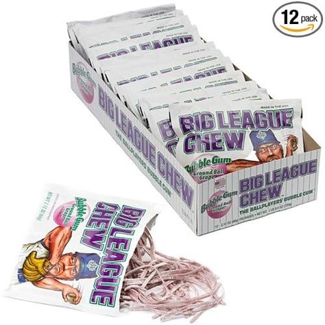 Amazon.com : Big League Chew, Ground Ball Grape Bubble Gum, 2.12-Ounce Pouches (Pack of 12) : Grocery & Gourmet Food Big League Chew, Baseball Party, Gourmet Food, Bubble Gum, Gourmet Recipes, Gum, Grapes, Bubbles, Pouch