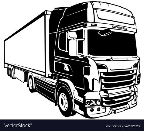 Truck Design Graphics, Trucker Tattoo, Truck Illustration, Logo Illustration Design, Wolf Silhouette, Trailer Images, Mercedes Truck, Outline Illustration, Trailer Truck