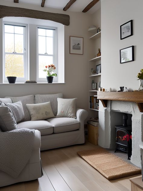 Small Cottage Sofa, Small Front Room Corner Sofa, Small Lounge With Log Burner, Tiny Sitting Room Ideas, Corner Sofa In Cottage, Small Sitting Room Ideas Cozy, Country Living Sofa Dfs, Small Sitting Room Ideas, Sitting Room Ideas Cozy