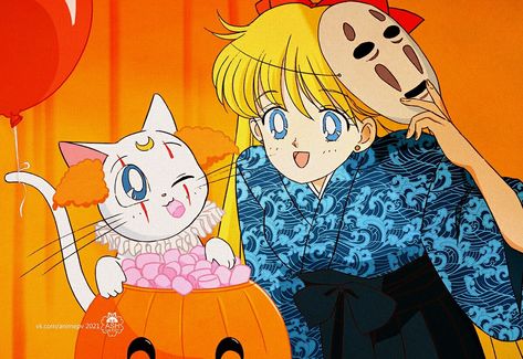 Halloween Sailor Moon, Sailor Moon Halloween, Moon Universe, Sailor Scout, Minako Aino, Moon Aesthetic, Sailor Moon Aesthetic, Sailor Venus, Halloween Art