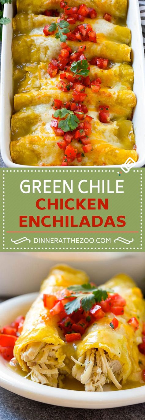 Green Chile Chicken Enchiladas Recipe | Green Enchiladas Recipe | Easy Enchiladas | Chicken Enchiladas | Chicken and Cheese Enchiladas #greenchile #chile #chicken #enchiladas #chickenenchiladas #dinner #Mexican #dinneratthezoo Chicken And Cheese Enchiladas, Enchiladas Dinner, Cheese Enchiladas Recipe, Green Enchilada Recipe, Casserole Enchilada, Chili Chicken Enchiladas, Green Chili Chicken Enchiladas, Green Enchiladas, Enchiladas Chicken