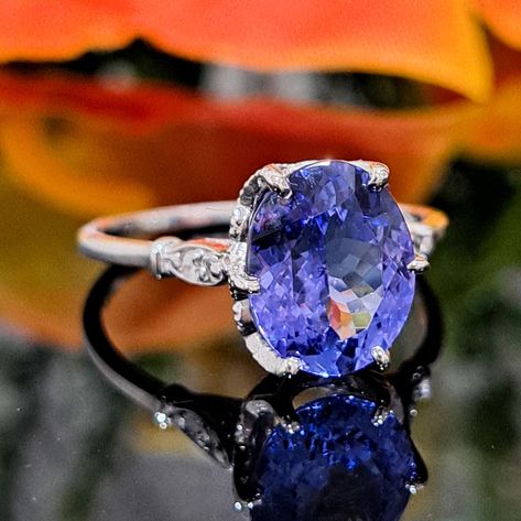 Tanzanite Ring * 14k Solid Gold * 2.95 Carat Natural Blue Tanzanite & Diamonds * Solitaire Engagement Anniversary Birthstone Ring * Gift Tanzanite Diamond, Tanzanite Ring, Blue Tanzanite, Tanzanite Gemstone, Solid Gold Ring, Natural Tanzanite, Solitaire Rings, Blue Gemstones, Engagement Anniversary