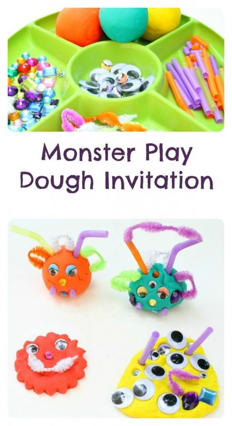 Monster Play Dough Invitation~Halloween Activity for Kids Monster Play Dough, Play Dough Party, Play Dough Invitation, Playdough Party, Dough Ideas, Playdough Activities, Playdough Kits, Invitation Halloween, Halloween Activity