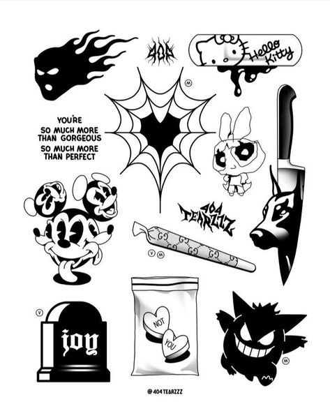 Flash Tattoo Sleeve, Saved Tattoo, Tattoo Outline Drawing, Scary Tattoos, Flash Tattoo Designs, Creepy Tattoos, Small Tattoos Simple, Simple Tattoo Designs, Doodle Tattoo