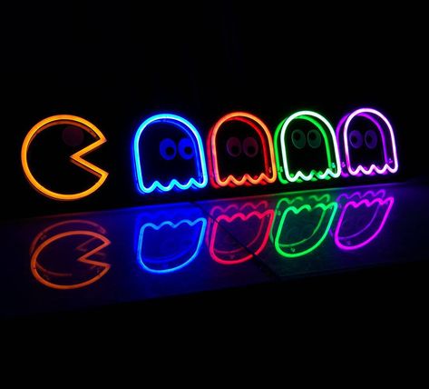 #neon #ledneon #pacman Lights Above Bed, Neon Bedding, Itunes Playlist, Neon Quotes, Neon Room, Neon Sign Bedroom, Playlist Covers, Rainbow Aesthetic, Neon Aesthetic