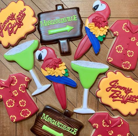 Darlene Shelby on Instagram: “Gotta love Jimmy Buffett!! These are for a good friends birthday today, she’s a serious #Parrothead!  Happy birthday Julie! #justdarlicious…” Jimmy Buffet Retirement Party, Jimmy Buffett Cookies, Jimmy Buffet Birthday Party, Jimmy Buffett Themed Party, Margaritaville Cookies, Jimmy Buffet Party Ideas, Happy Birthday Julie, Cookie Themes, Jimmy Buffett Party