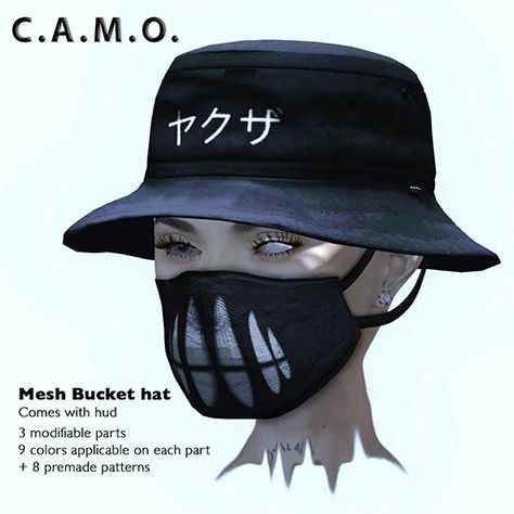 C.A.M.O. - Bucket Hat Emo Bucket Hat, Black Bucket Hat With Chains, Military Style Outdoor Bucket Hat, Green Military Bucket Hat, Adjustable Military Bucket Hat, Camo Bucket Hat, How To Buy Land, Scarf Hat, Camo