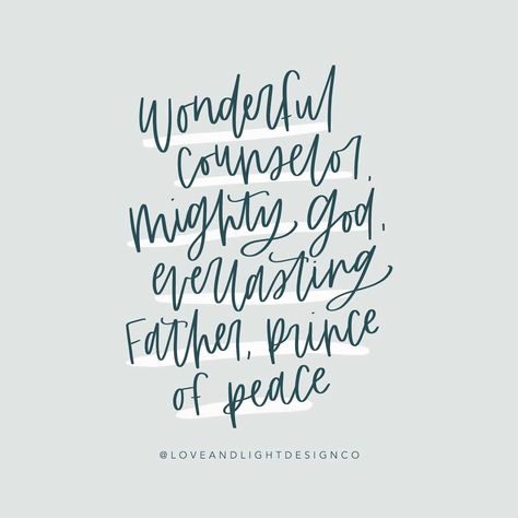 Christmas Handlettering Quotes, Wonderful Counselor Mighty God, Mishawaka Indiana, Jesus Christ Lds, Calendar Quotes, Wonderful Counselor, Handlettering Quotes, Christmas Calligraphy, Bible Stuff