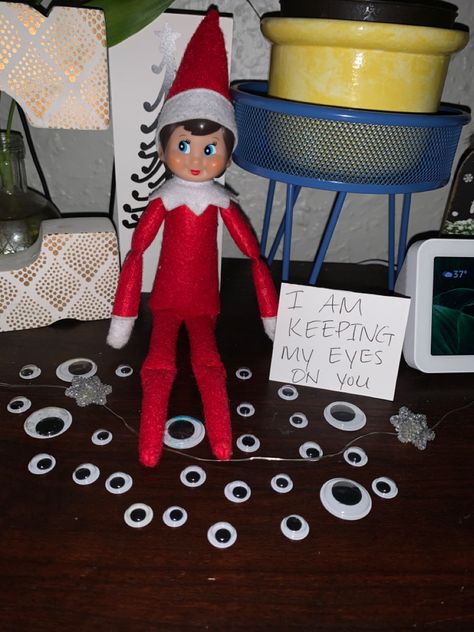 Googly Eyes Elf On The Shelf, Google Eyes Elf On The Shelf, Elf On Shelf Eyes On You, Elf On The Shelf Ideas Googly Eyes, Elf On The Shelf Eyes On You, Elf Eyes On You, Elf On The Shelf Googly Eyes, Wlf On The Shelf, Elf Eyes