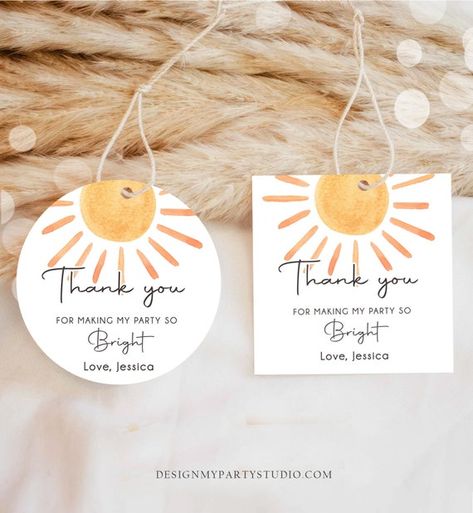 Sunshine Party Decorations, Sales Ideas, Sunshine Birthday Parties, Sunshine Party, 1st Birthday Girl Decorations, Sunshine Baby Showers, Sunshine Birthday, First Birthday Party Themes, Birthday Tags