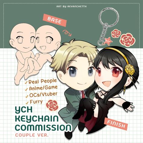 CUSTOM YCH Keychain Couple Commission Chibi Anime Marry Valentine Lover Prince Princess Double-Sided 6 cm Charm Acrylic Gift (Made to ORDER) Ych Base Friends 2, Anime Base Couple, Anime Base Pose, Base Couple, Couple Chibi, Couple Base, Hot Anime Couples, Keychain Couple, Acrylic Gift