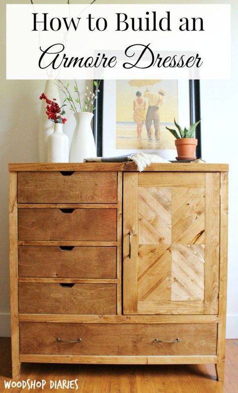 Dresser Armoire, Diy Changing Table, Armoire Diy, Dresser Plans, Free Building Plans, Armoire Dresser, Storage Dresser, Diy Dresser, Diy Holz