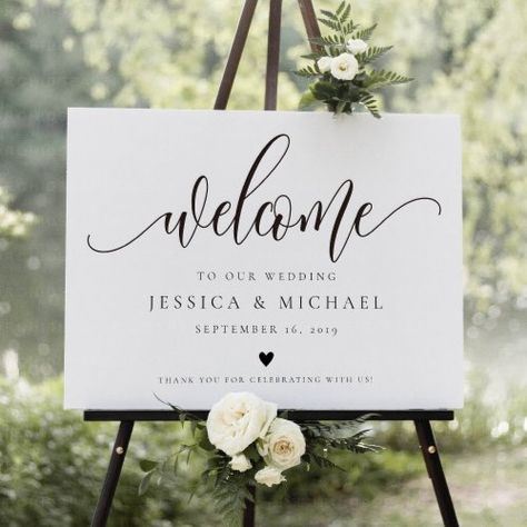 $19.00 | Elegant calligraphy Welcome Wedding Sign #welcome sign, wedding welcome sign, welcome weddng sign, welcome to our, wedding sign, wedding poster, script, simple, heart, calligraphy Engagement Party Welcome Sign, Heart Calligraphy, Calligraphy Welcome, Welcome To Our Wedding Sign, Engagement Signs, Welcome Wedding Sign, Party Welcome Sign, Welcome Banner, Elegant Calligraphy