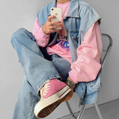 Fashion Aesthetic Outfits, Spiritual Fashion, Pastel Outfit, Stylish Mens Outfits, Streetwear Men Outfits, Pink Outfits, Fashion Aesthetic, Character Outfits, Retro Outfits