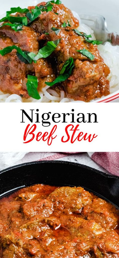 Nigerian Beef Stew is a mouthwatering West African stew made with blended tomatoes, bell peppers, habanero pepper, and herbs. This will quickly become a favorite stew in your low carb journey! #nigerianfood #beefstew #beefstewrecipe #nigerianrecipes Beef Stew Low Carb, Stew Low Carb, African Stew, African Recipes Nigerian Food, Dinner Recipes Healthy Low Carb, Habanero Pepper, Nigerian Recipes, African Cooking, Boiled Egg Diet Plan