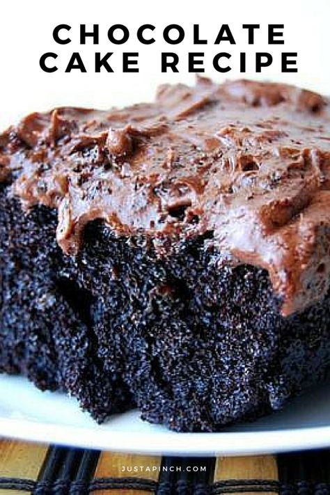 Chocolate Cake Recipe "This is one of the best chocolate cakes we have ever made! Simple and straightforward, this is one of those recipes that everyone will love. " Black Magic Cake, Chocolate Cake Recipe Moist, Chocolate Sheet Cake, Tasty Chocolate Cake, Magic Cake, Best Chocolate Cake, Favorite Dessert Recipes, Moist Chocolate Cake, Favorite Dessert