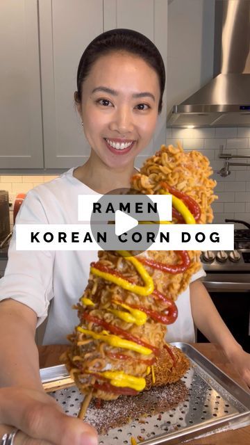 Jessica Cha on Instagram: "Ramen Korean Corn Dog recipe ⬇️ 1 3/4 cup all purpose flour 1 cup warm water (100-110 Fahrenheit) 1 packet of active dry yeast 2 tbsp sugar 1/2 tsp salt #koreancorndog #korean #koreanfood #koreanhotdog #kdog #kfood #koreanstreetfood #instantramen #cookingvideo #recipevideo #asianfood" Korean Corn Dog Recipe Video, How To Make Korean Corn Dogs, Pogo Recipe, Korean Hot Dog Recipe, Kimchi Hot Dog, Korean Corn Dog Recipe, Corn Dog Recipe, Korean Corn Dog, Korean Corn