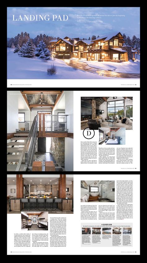 Breckenridge Magazine Winter 2018-19 Home Feature Layout Design by ShelleyLai.com Travel Magazine Layout, Indesign Layout, Magazine Layout Inspiration, Magazine Design Inspiration, Book And Magazine Design, Page Layout Design, Magazine Layout Design, Home Magazine, Publication Design