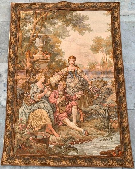 Vintage French Romantic Décor Tapestry Goblins Medieval Wall Hanging 105x74 cm Living Room Tapestry, French Tapestry, Room Tapestry, Aubusson Rugs, Fathers Day Sale, Vintage Tapestry, Wool Kilim Rug, Tapestry Wall, Hanging Tapestry