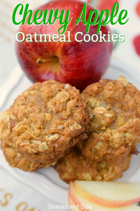 Oatmeal And Apple Cookies, Fresh Apple Oatmeal Cookies, Food To Make With Apples, Fresh Apple Cookies Recipes, Oatmeal Apple Cookies, Fresh Apple Recipes, Apple Cookies Recipes, Oatmeal Apple, Apple Oatmeal Cookies