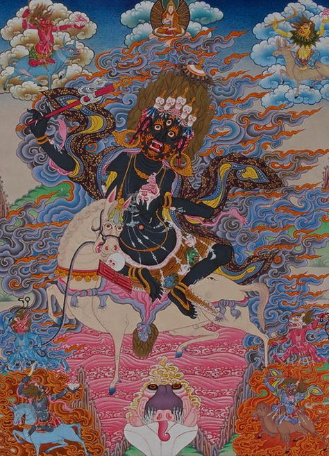 slightly wrathful dakini? Shinto Gods, Palden Lhamo, Buddha Story, Sky Dancers, Tibetan Mandala, Tibet Art, Metaphysical Art, Mystic Art, Thangka Art